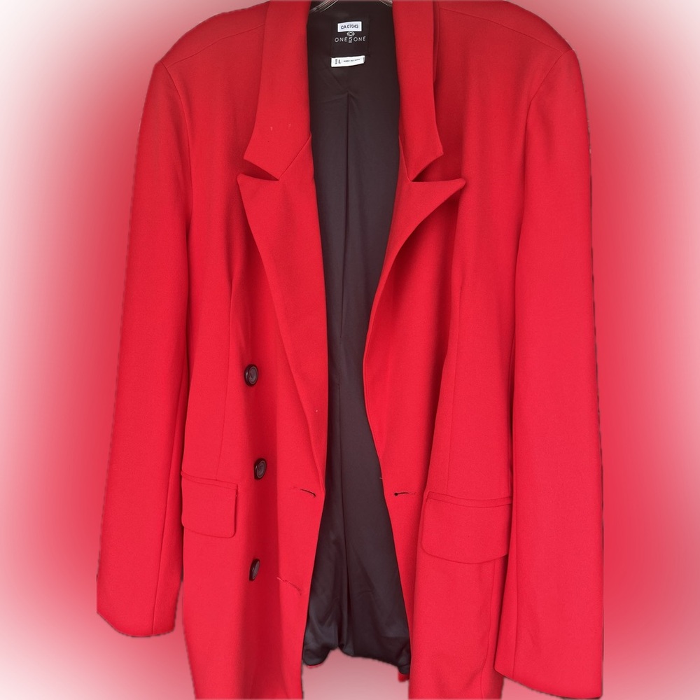 One 5 One Red Tailored Blazer Professional Suit Jacket